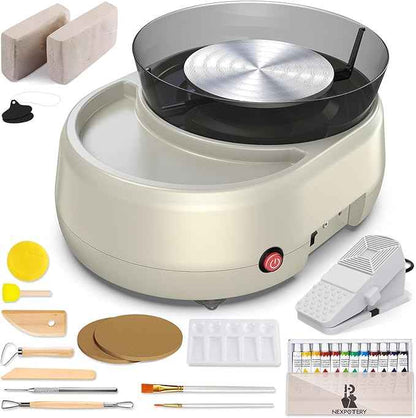 Pottery Wheel for Beginners - Upgraded Pottery Wheel with 6" Turntable with Two-Way Rotation, 2.2lb Clay, Art Supplies Sculpting Tools, Craft Gifts for Teens Kids Adults (Grey)