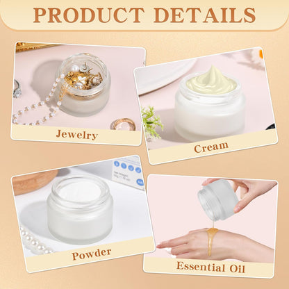 Glass Jars with Lids,Eco-Friendly Cosmetic Containers with Airtight Black Lids & Liners, Multi-Color Options for Cream, Lotion, Body Butter, DIY Skincare Travel Jars (Clear Frosted, 1oz)