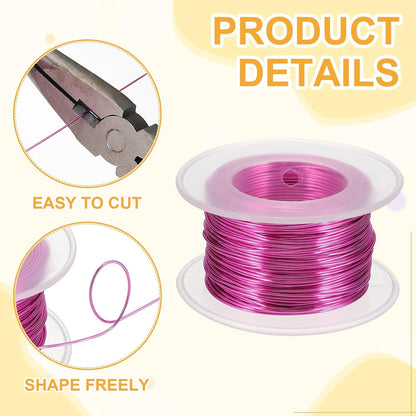 uxcell 20 Gauge / 0.8mm Anodized Aluminum Wire for Jewelry Craft Making, 102 Feet Bendable Flexible Wire for DIY Home Decor Gardening Sculpture, Rose Red