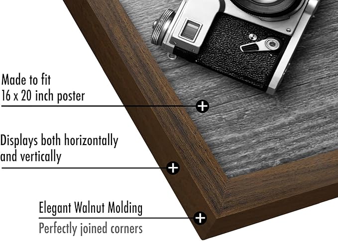 Americanflat 16x20 Picture Frame with Polished Plexiglass - Wide Picture Frames Made of Engineered Wood for Vertical or Horizontal Wall Display - Epic Collection - Walnut