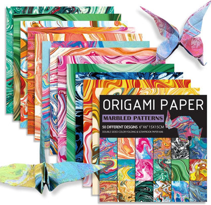Square Origami Paper 6x6 Double Sided 50 Sheets 50 Colors 70GSM Origami Kit Japanese Chiyo Easy Fold Arts Crafts DIY Handwork Beginner Rock Color - Crafty Corner