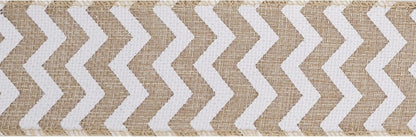 MEEDEE Burlap Ribbon with White Chevron Pattern - 2.5 Inch Wired Ribbon for Cakes, Wreaths, Rustic Decor, Baby Showers, Beach Parties, Farmhouse Gifts - 10 Yards - Crafty Corner
