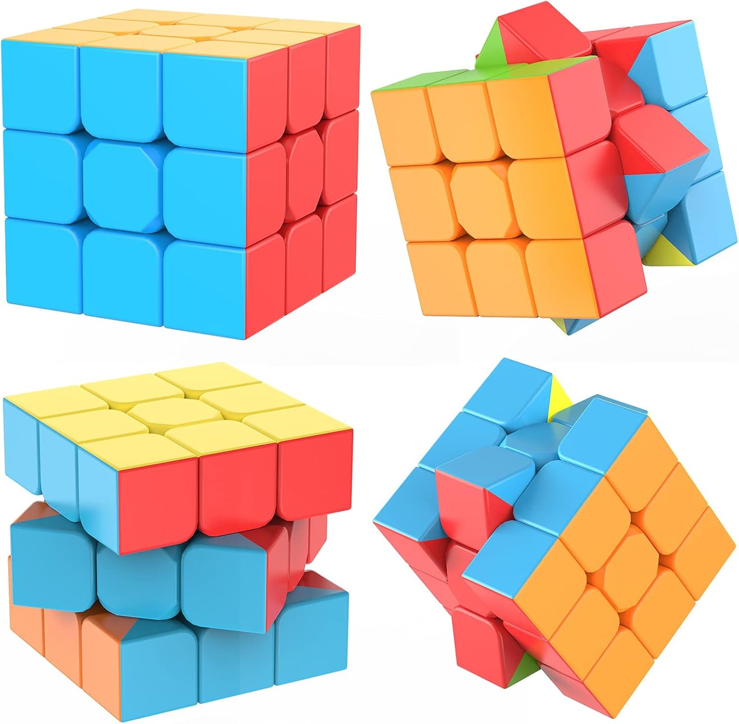 3x3 Speed Cube Stickerless with Stand & Tutorial: Magic Smooth Play, Easy Turning Puzzle Toy for Kids Adults, STEM Educational Gift