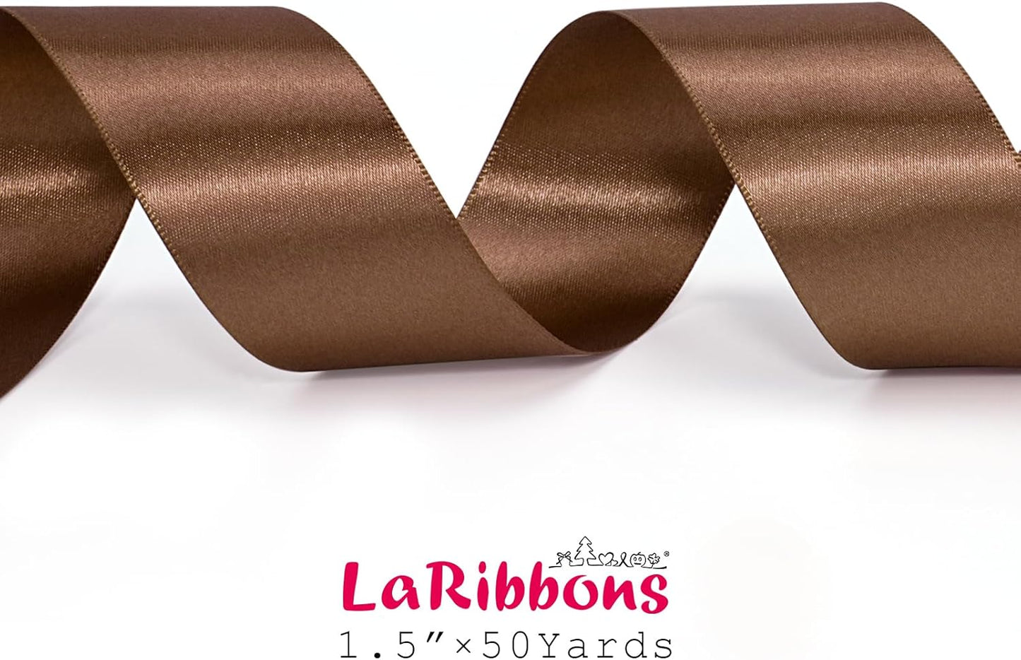 LaRibbons Brown Satin Ribbon 1 1/2 Inch 50 Yards Thin Luxury Double Faced Mocha Mousse Silk Ribbon for Flower Bouquet Crafts Gift Wrapping Wedding Decoration - Crafty Corner