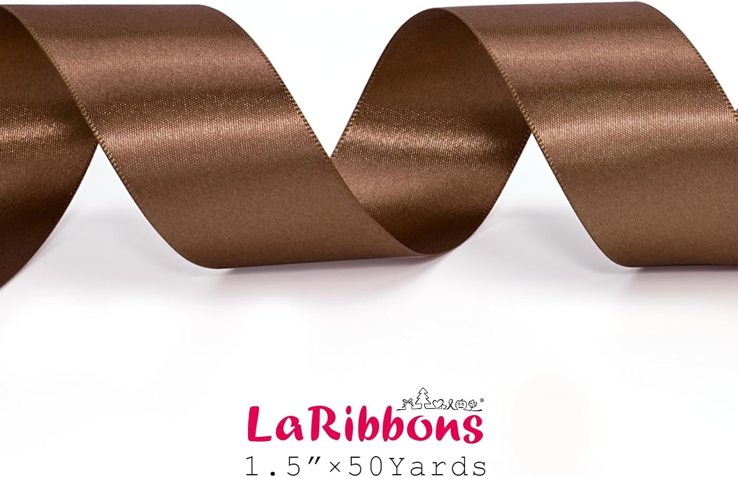 LaRibbons Brown Satin Ribbon 1 1/2 Inch 50 Yards Thin Luxury Double Faced Mocha Mousse Silk Ribbon for Flower Bouquet Crafts Gift Wrapping Wedding Decoration - Crafty Corner