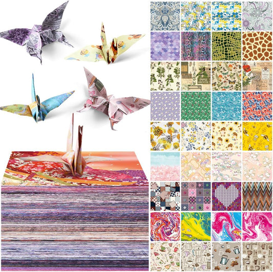 Mifuner 10 Pack/Sets Origami Paper Kit Double Sided 6 Inch Japanese Chiyo Square Easy Fold Arts Crafts Beginner DIY Handwork Origami Papers - Crafty Corner