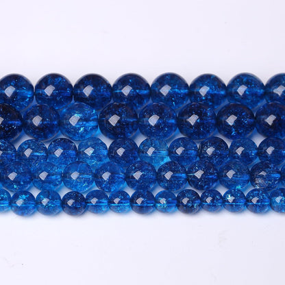 36pcs 10mm Natural Blue Crystal Crackle Quartz Stone Round Loose Beads for Jewelry Making DIY Bracelets Necklaces Energy Healing Stone Beads 15" (10mm, Blue Crackle Quartz)
