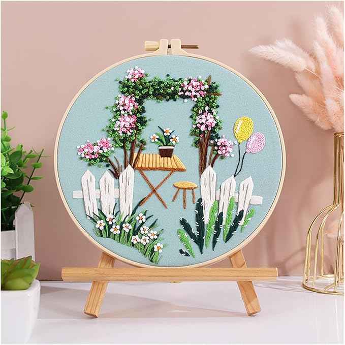 BlingBling5 Embroidery Kits for Adults Leisure Life Series Starter for Adult Stamped Pattern with Instructions Punch Needle Kit(C12)