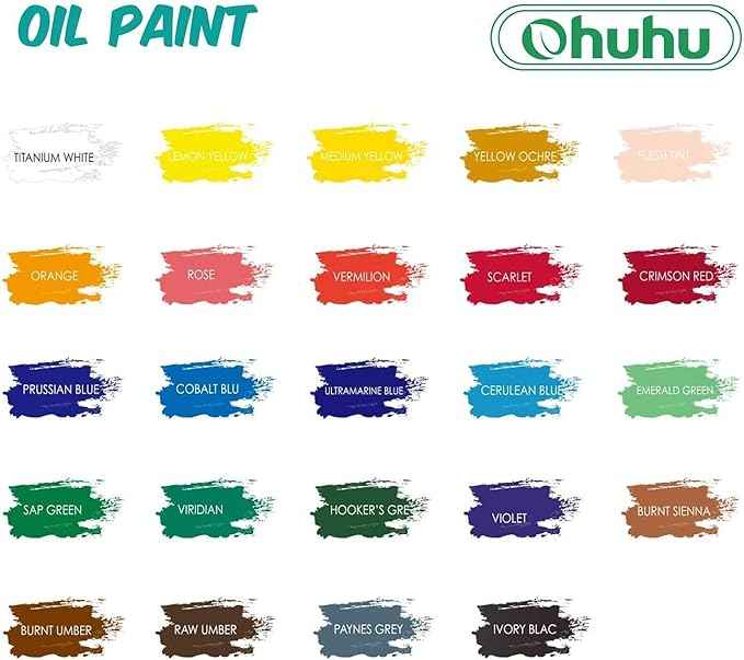 Ohuhu Oil Paint Set, 24 Oil-Based Colors, 12ml/0.42oz x 24 Tubes Non-Toxic Oil Painting Set Supplies for Canvas Painting Artist Kids Beginners Adults Classroom DIY Art Supplies Gift
