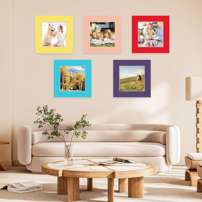 15 Pack 12x12 Picture Mats, Mixed Colors Frame Mattes for 8x8 Pictures Photo Frame Mat Core Bevel Cut Mat Board Show Kit for Photos, Prints, Artworks