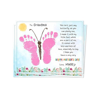DIY Mothers Day Footprints Butterfly Art Craft Keepsake, Mothers Day Butterfly Footprint Memory Keepsake Decoration, Crafts Gifts for Mom Grandma from Kids Daycare PreK School Activity, Set of 8 Pcs