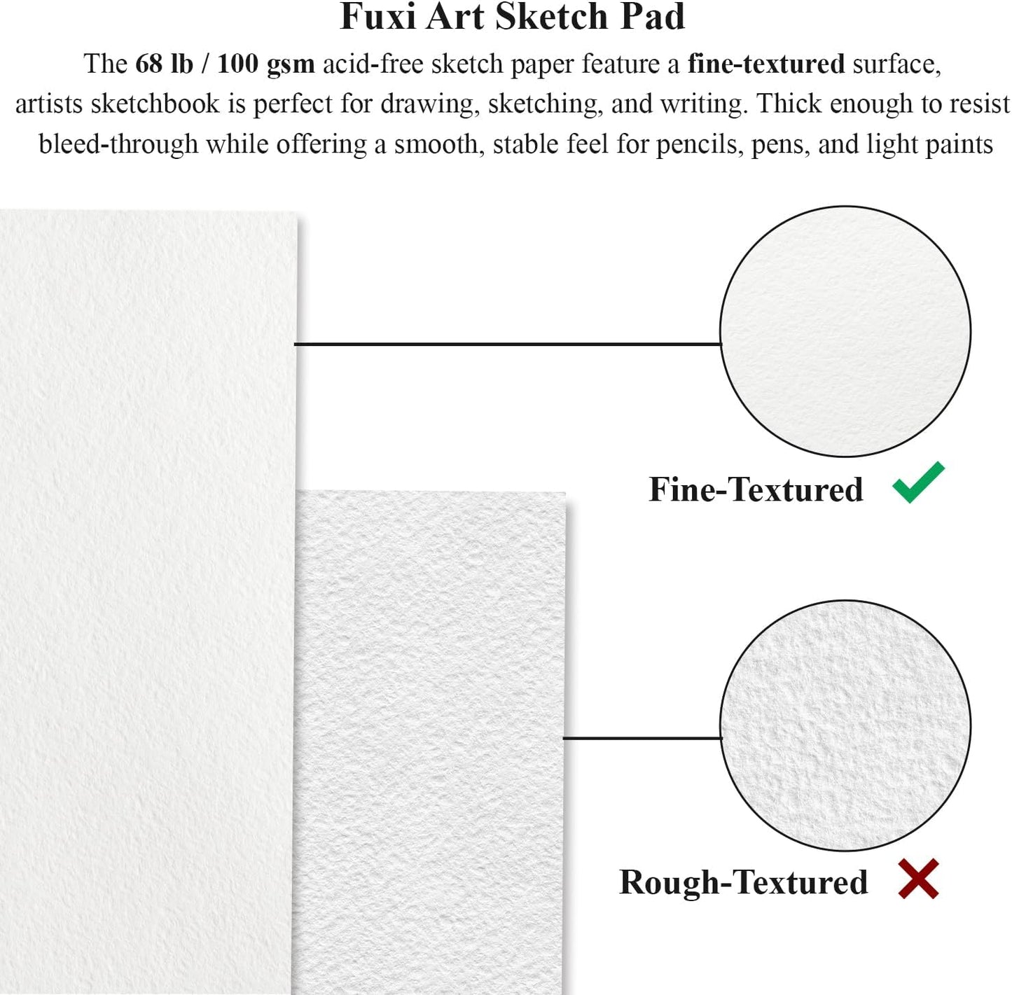 Fuxi 9" x 12" Sketch Book, Top Spiral Bound Sketch Pad, 100 Sheets 68lb/100gsm Acid-Free Drawing Paper, Art Sketchbook for Drawing Pad for Kids Artists & Beginners Professional Art Supplies for Adults - Crafty Corner
