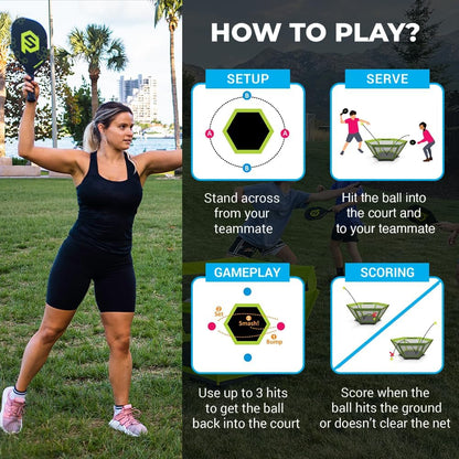 PaddleSmash - Pickleball Yard Game As Seen on Shark Tank - Beach, Backyard, Tailgate & Lawn, Outdoor Activities for Adults and Family - Easy Assembly