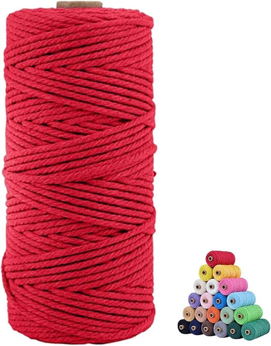 Macrame Cotton Cord 2mm x 219Yards, Red Natural Macrame Rope, Perfect Macrame Supplies Cotton Cord for Macrame Plant Hangers DIY Crafts (Red, 2mm*219Yards)