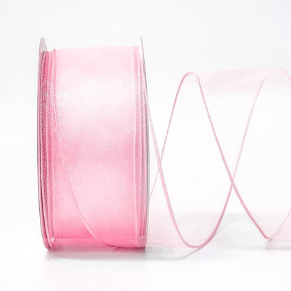 CT CRAFT LLC Sheer Organza Wired Ribbon 2.5" x 50Yards Pink for Wedding Chair Bow Flora Bouquet Gift Wrapping Christmas Tree Home Decor Wreath - Crafty Corner