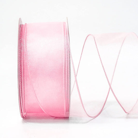 CT CRAFT LLC Sheer Organza Wired Ribbon 2.5" x 50Yards Pink for Wedding Chair Bow Flora Bouquet Gift Wrapping Christmas Tree Home Decor Wreath - Crafty Corner