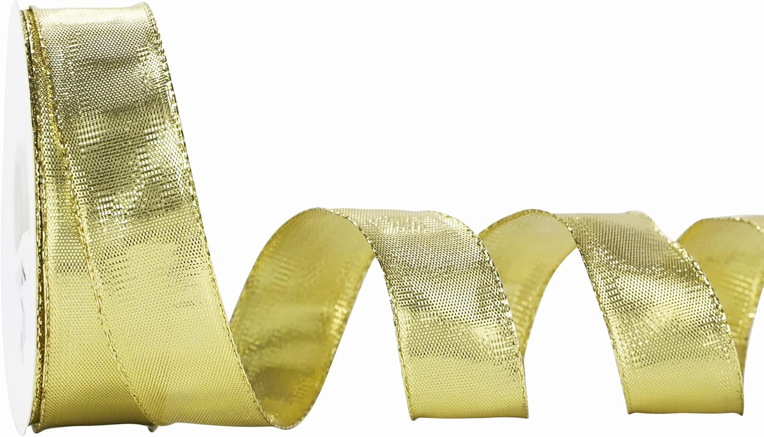 MEEDEE Gold Wired Woven Metallic Ribbon - 1 inch, 25 Yards for Gift Wrapping, Bows, Wreaths, Graduation, Wedding & Party Decorations - Crafty Corner