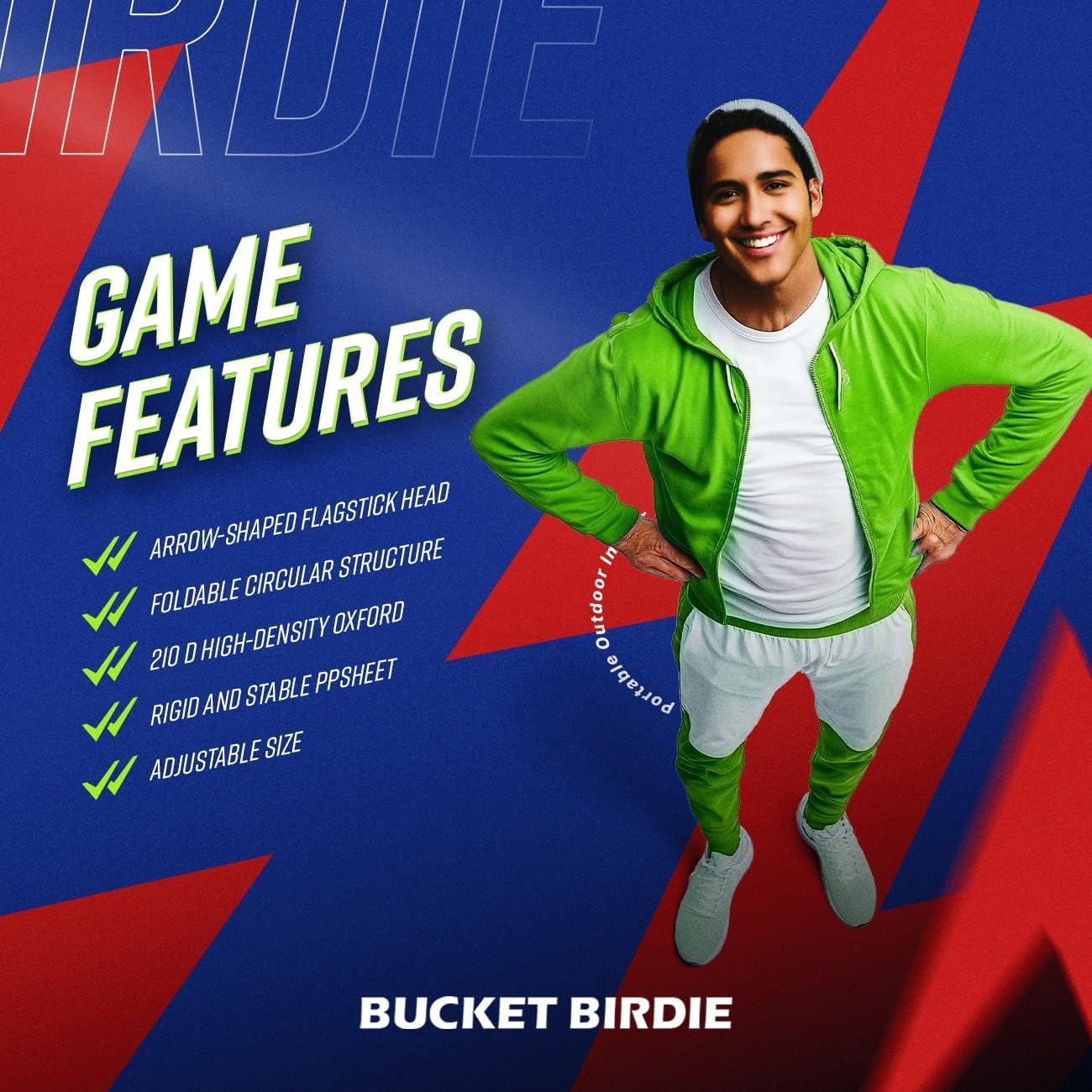 Bucket Birdie Backyard Golf Game — 9 Hole Bucket Golf Yard with Adjustable Clubs, Flags, Balls, Turf Mats, and Carry Bag — Outdoor Golf Game