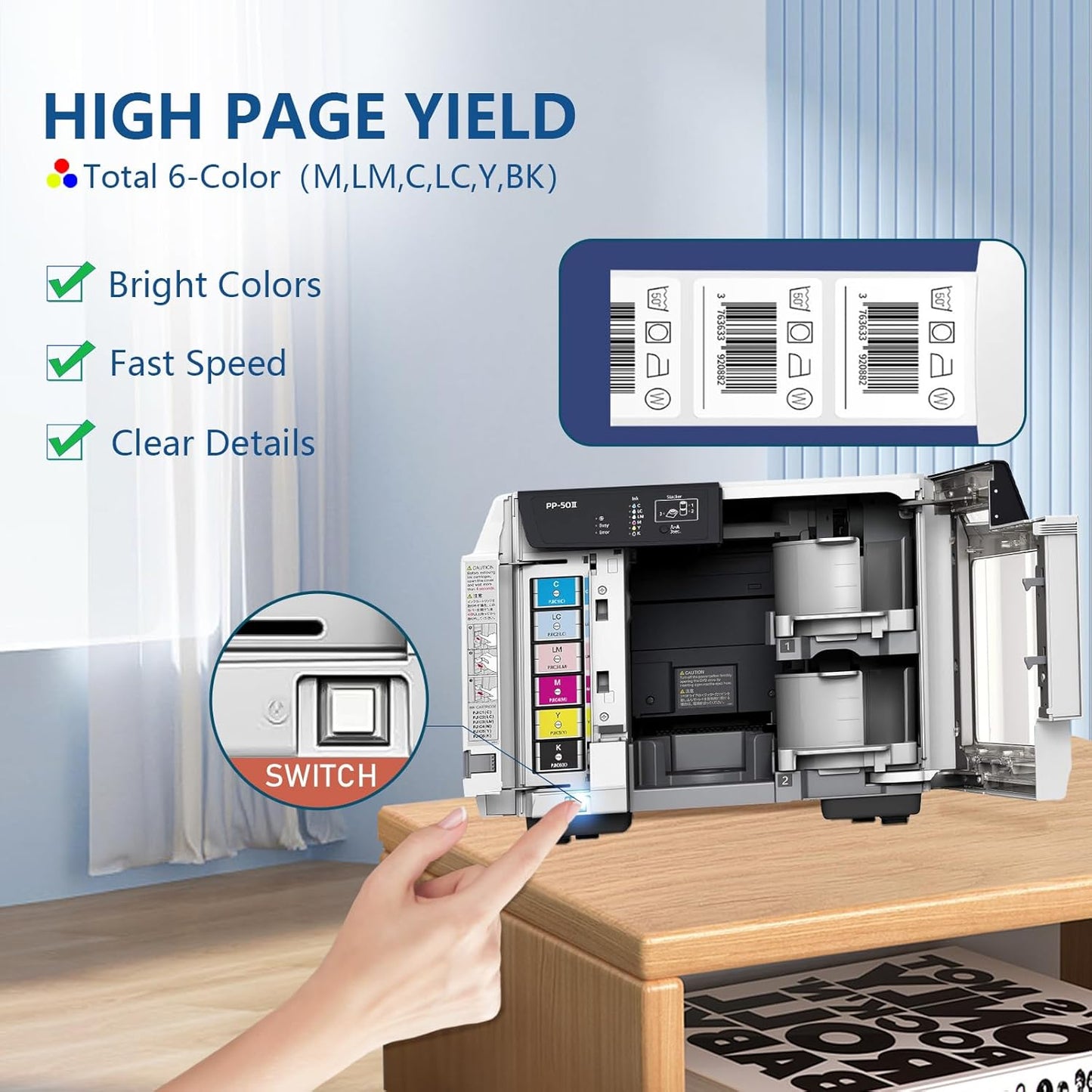 PP-50 PP-100 Ink Cartridges 6 Color Set PJIC1 PJIC2 PJIC3 PJIC4 PJIC5 PJIC6 C13S02A9991 Suitable for DiscProducer PP-50 PP-100 Printers (Black, Cyan, Magenta, Yellow, Light Cyan, Light Magenta, 6Pcs)