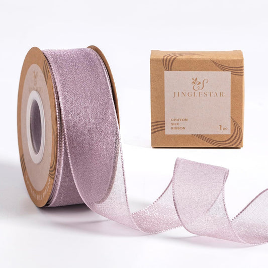1 Inch Wide Sheer Chiffon Ribbon - Pearl Silk Woven Ribbon Suitable for Gift Wrapping, Wedding Decor, Home Decor, Girl Hair Accessories Handmade DIY (25 Yards/roll) (Purple) - Crafty Corner