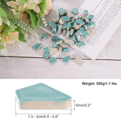uxcell 500g/1.1LB Irregular Ceramics Mosaic Tiles, 1.3-2 cm Bulk Stained Ceramic Mosaic Pieces Stones Mosaic Kits for DIY Art Craft Projects Home Decor, Green