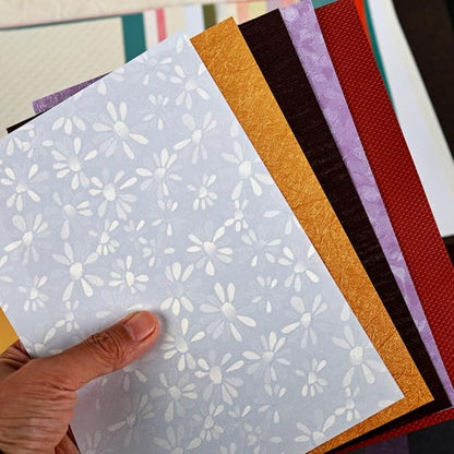 50 Sheets A5 Textured Scrapbook Paper for Crafts, Multi-Color Collage Textured Paper Pearlescent Crafting for Card making, Scrapbooking, Origami, Scrap Book