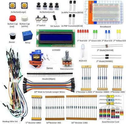 Adeept Project LCD 1602 Starter Kit for Raspberry Pi 4 3 2 Model B+ B Servo Motor Relay Beginner Small DIY Kit Compatible with Raspberry Pi 2b+ with PDF Guidebook User Manual (Pi NOT Included)