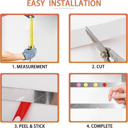 Self Adhesive Backing Metal Strip for Magnets, Flexible Ferrous Memo Tapes Roll for Bulletin Boards in Studio, Office, School (Glossy Silver, 118''L x 1.57''W, Contains 30 Magnets)