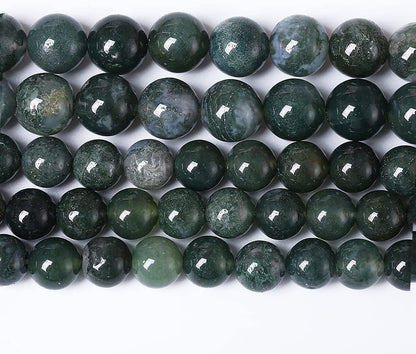 90PCS 4mm Natural Green Moss Agate Beads Gemstone Round Loose Spacer Beads for Jewelry Making DIY Bracelet Necklace Earrings 15" Inch(Moss Agate Beads, 4mm)