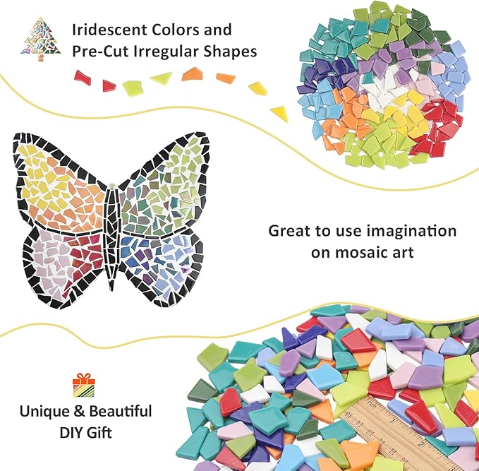 Youway Style Glass Mosaic Tiles for Crafts Bulk,454g Broken Mosaic Pieces for Crafts, Mosaic Art Crafting Supplies and DIY Mosaic Project
