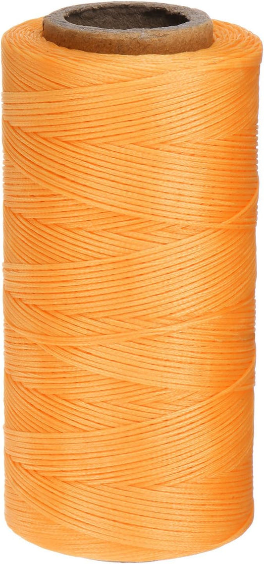 uxcell Leather Sewing Waxed Thread, 284 Yards / 260m 0.8mm 150D Flat Polyester All-Purpose Threads for Leather Crafts, Bookbinding, Apricot Gold