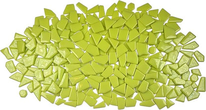 Irregular Glass Mosaic Tiles Bulk 500g Glossy and Iridescent Mosaic Glass Tiles for DIY Projects and Arts and Crafts Solid Colors and Mixes (Glossy Highlighter Yellow)