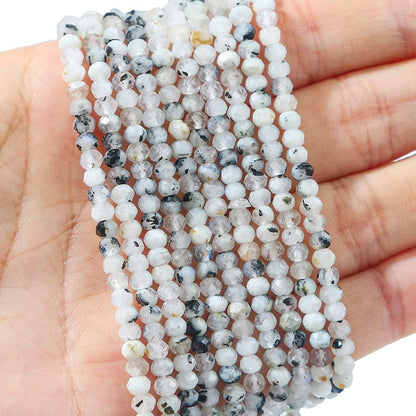Natural White Spectrolite Beads 4x2mm 120pcs Faceted Rondelle Loose Semi Gemstone Beads for Jewelry Making Design