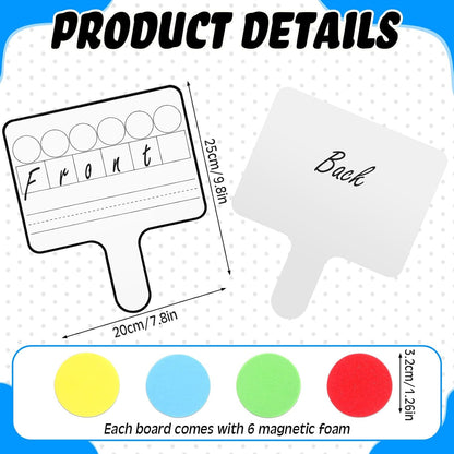 Seajan 9 Pcs Magnetic Paddle Set Education Dry Erase Double Side Handheld Answer Board with Magnetic Counters Discs Phonemic Awareness Phonics Games Toy for Students Kids Teaching Supply (Black)