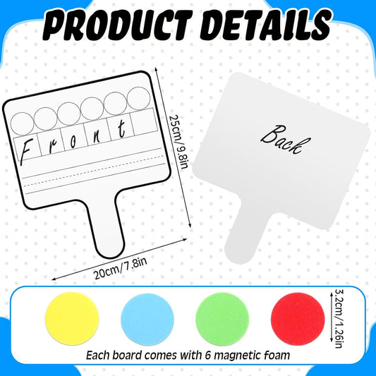 Seajan 3 Pcs Magnetic Paddle Set Education Dry Erase Double Side Handheld Answer Board with Magnetic Counters Discs Phonemic Awareness Phonics Games Toy for Students Kids Teaching Supply (Color)