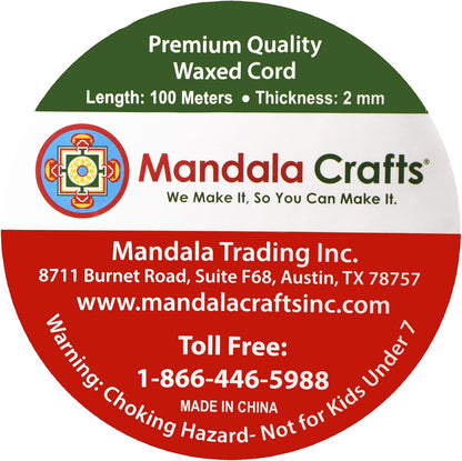 Mandala Crafts 2mm 109 Yards Sapphire Blue Cotton Waxed Cord for Jewelry Making Bracelet Cord Waxed String - Beading String Thread Jewelry Cords for Necklaces String