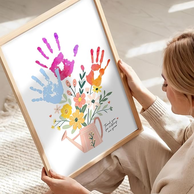 Physkoa Handprint Art Kit – “Thank You for Helping Me Grow” Watering Can Craft – DIY Handprint Gift for Teacher Appreciation, Mom, Grandma – Personalized Keepsake from Kids & Students(Art Deco-C)