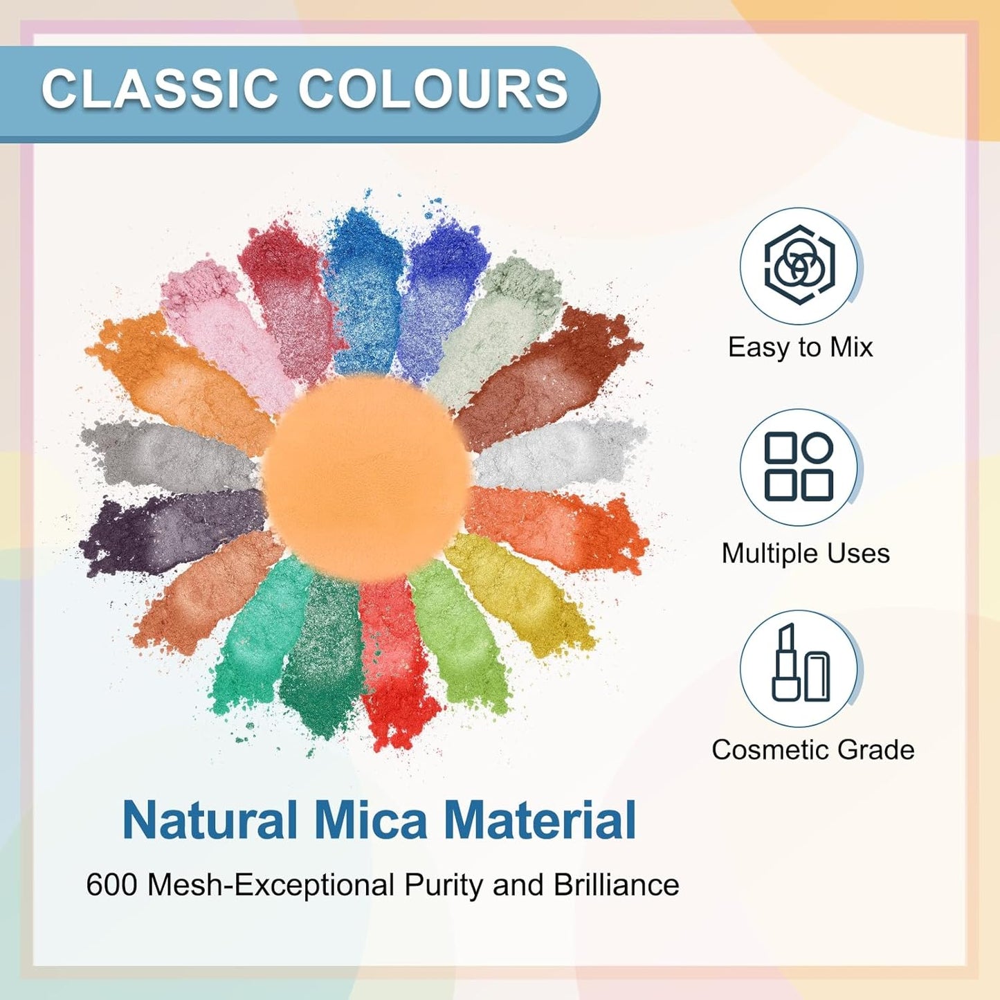 uxcell 10g/0.35oz Cosmetic Grade Mica Powder, 600 Mesh Mica Powder Natural Resin Epoxy Pigment Powders for Casting Resin, Candle Dye, DIY Nail Polish and Lip Gloss, Bright Orange