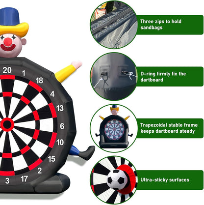 14ft Giant Inflatable Soccer Dart Board with 8 Golf Balls & 2 Soccer Balls Kickball Dartboard Soccer Darts Inflatable with 350W Blower and Air Pump for Outdoor Yard Gym Camp Sport Games