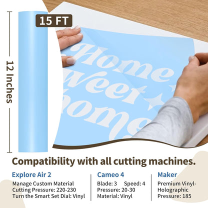 TECKWRAP Blue Stencil Vinyl - Transfer Tape Removable Vinyl- Easy to use, No Residue, Multi-Purpose (12” x 15FT)
