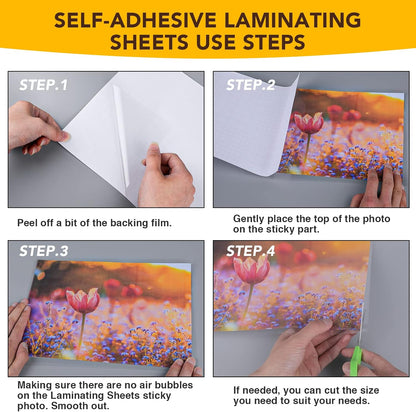 130 PCS Self-Adhesive Laminating Sheets, 9 x 12 Inches Clear Laminating Sheets No Machine Needed Self Sealing Laminate Sheets
