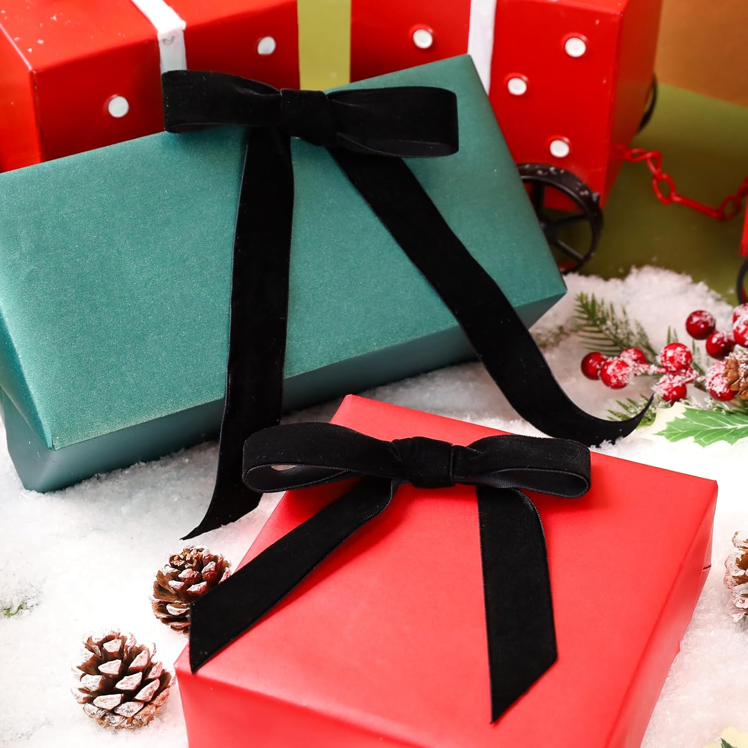 LaRibbons Thin Velvet Ribbon 1 Inch x 25 Yards, Black Velvet Ribbon for Christmas Tree, Gift Wrapping, Wreath Bow, Outdoor Decoration - Crafty Corner