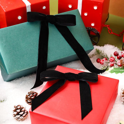 LaRibbons Thin Velvet Ribbon 1 Inch x 25 Yards, Black Velvet Ribbon for Christmas Tree, Gift Wrapping, Wreath Bow, Outdoor Decoration - Crafty Corner