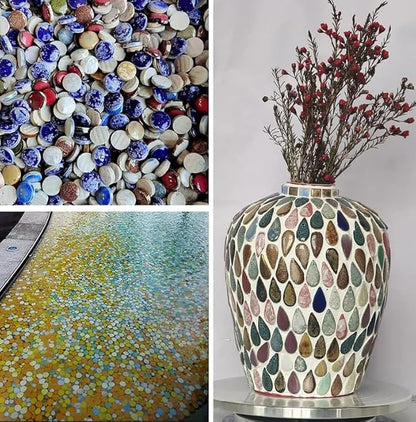 PINUO&KE 0.99 lb Mosaic Tiles for Crafts Bulk, Mosaic Ceramics Pieces for Garden Crafts Kits DIY Mosaic Art Decor