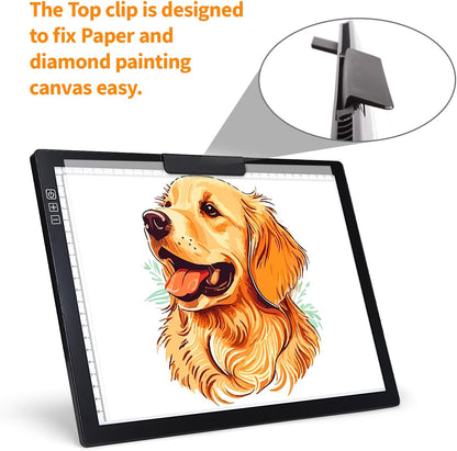 Rechargeable A4 Light Box with Padded Case,led Light pad with Built-in Stand & Clip,6 Levels of Brightness lightbox for tracing,Diamond Painting.Light Table for Artists,Drawing,Sketching,Animation