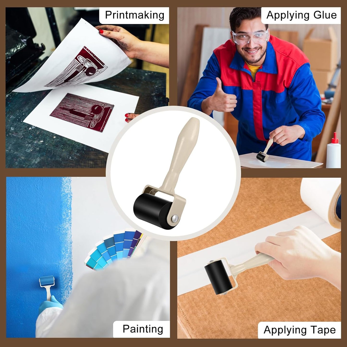 Frienda 8 Pcs Rubber Brayer Rollers 1.9 Inch Rubber Ink Roller for Gluing Printing Inking Block Paper Crafting Press Printmaking Wallpaper Stamping Scrapbooks Crafting Art DIY