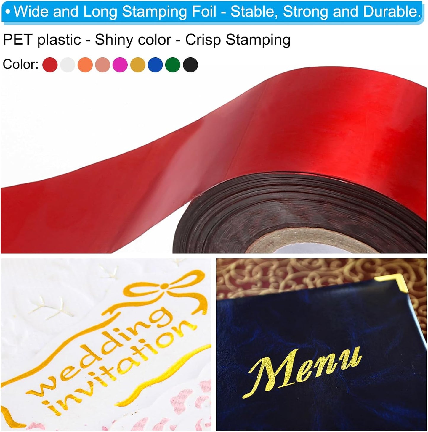 PATIKIL 3.2"x400Ft Hot Stamping Foil Paper,Heat Transfer Hot Stamping Paper Foil Roll for Leather DIY Logo Decor Craft Gift Card Package Scrapbook,Black