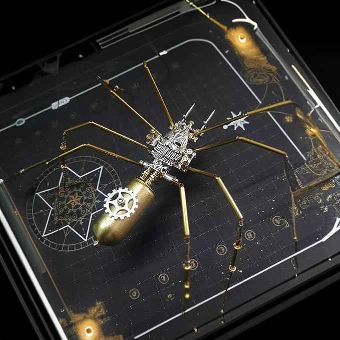 Steampunk Spider Metal Model Kit for Adults – DIY Mechanical Insect Sculpture with Brass Gear Details, 3D Retro Industrial Art Puzzle Craft for Home Office Decoration & Collectors Gift (Frons Spider)