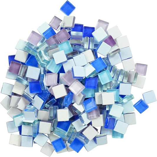 Square Sea Glass Mosaic Tiles Bulk for Adults Crafts Supplies,200g Broken Mosaic Glass Pieces for Kitchen Home Bathroom Decoration DIY Art Projects