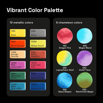 ARTISTRO Metallic Watercolor Paints Set of 18, Palette set Including 12 Metallic Glitter Watercolor and 6 Chameleon Colors. Perfect Travel Watercolor Set for Artists, Amateur Hobbyists and Painting Lovers - Crafty Corner